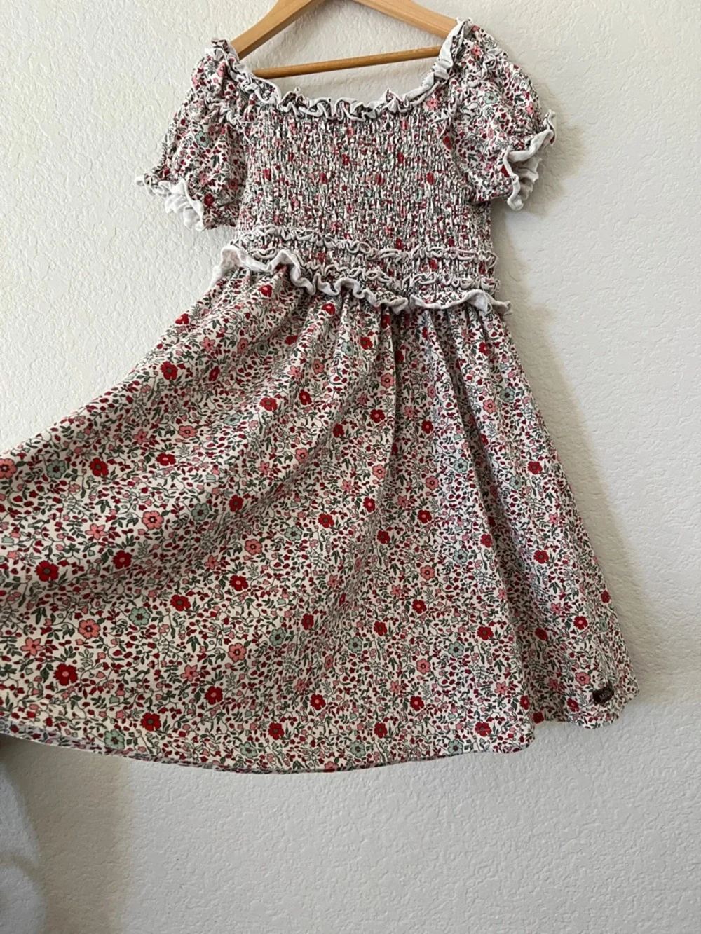 Matilda Jane Floral Smocked Dress Girls 10 Cotton Puff Sleeve Twirl Cottage